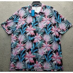 Scales Golf Fishing Polo Shirt Men 2XL Multi Palm Tree Lightweight 4-Way Stretch